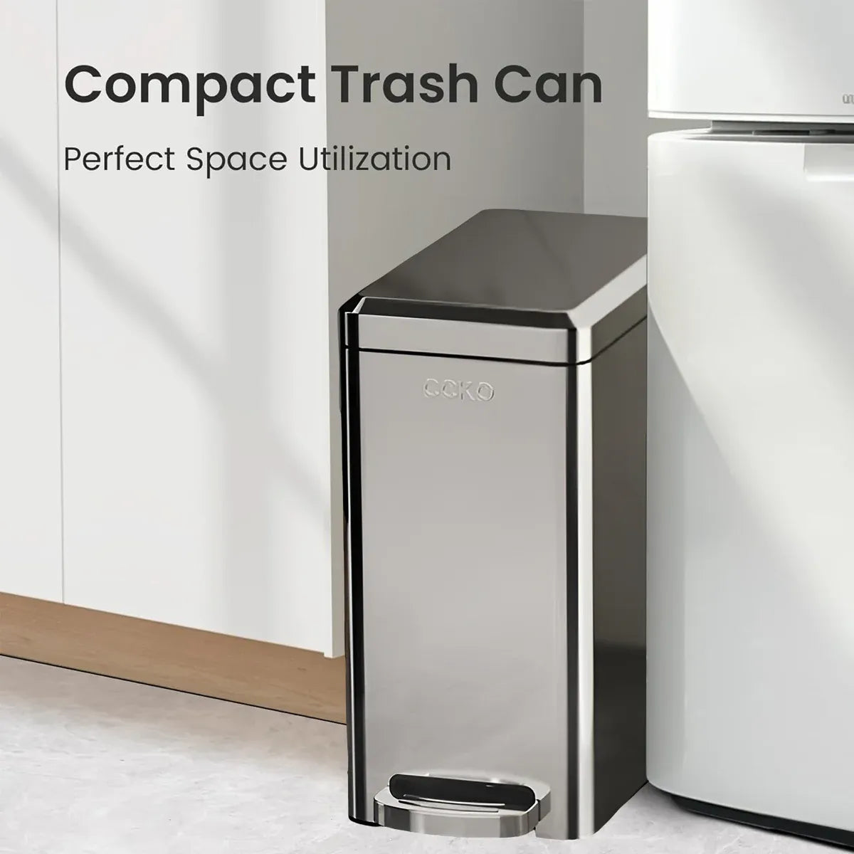 Kitchen Trash Can 9L Household Pedal Bin with Lid Large Capacity Waste Bucket - Tungsten Steel