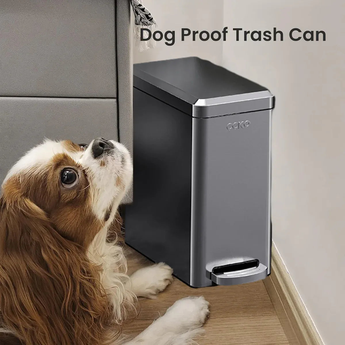 Kitchen Trash Can 9L Household Pedal Bin with Lid Large Capacity Waste Bucket - Tungsten Steel