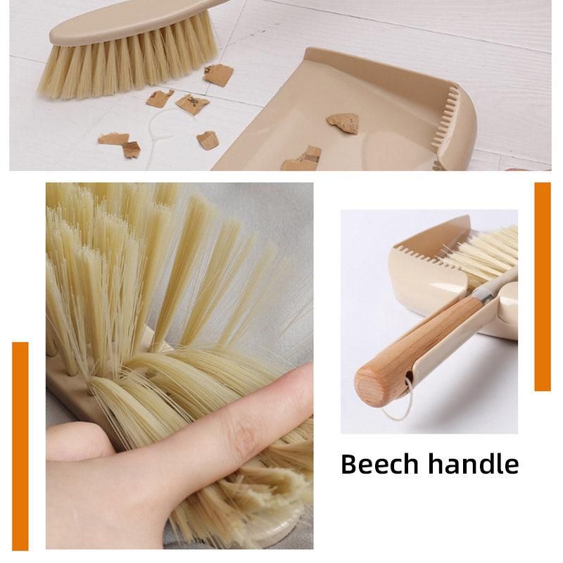 Wooden Handle Mini Brush and Dustpan Set for Desktop Cleanup Small Sweeper Set - B39