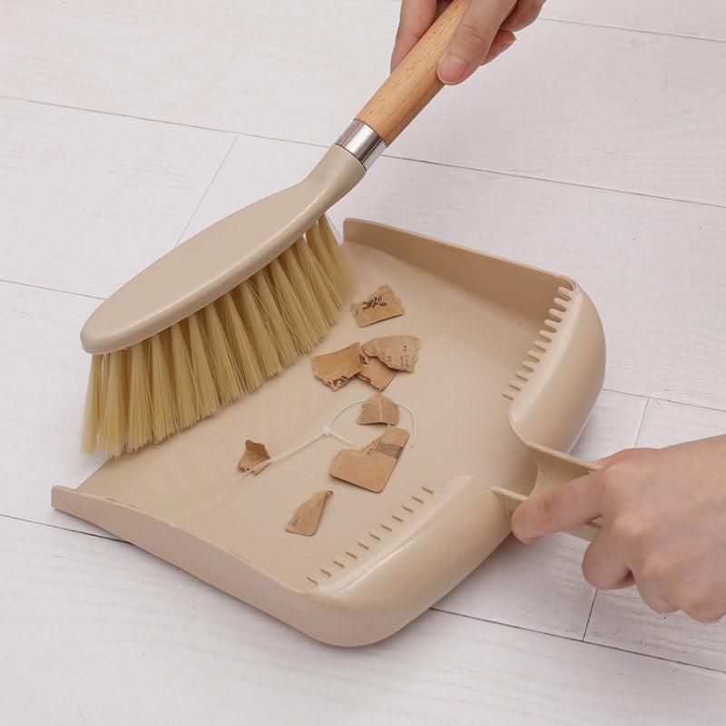 Wooden Handle Mini Brush and Dustpan Set for Desktop Cleanup Small Sweeper Set - B39
