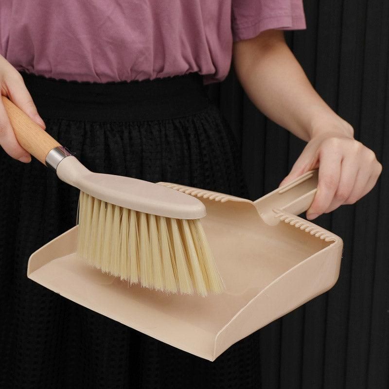 Wooden Handle Mini Brush and Dustpan Set for Desktop Cleanup Small Sweeper Set - B39