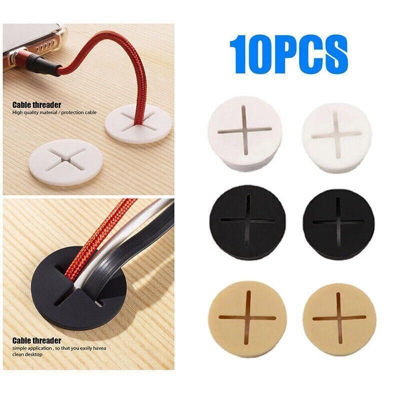 10 PCS 20mm Desk Cord Grommet, Flexible Silicone Cable Hole Cover Round Gasket - Yellow