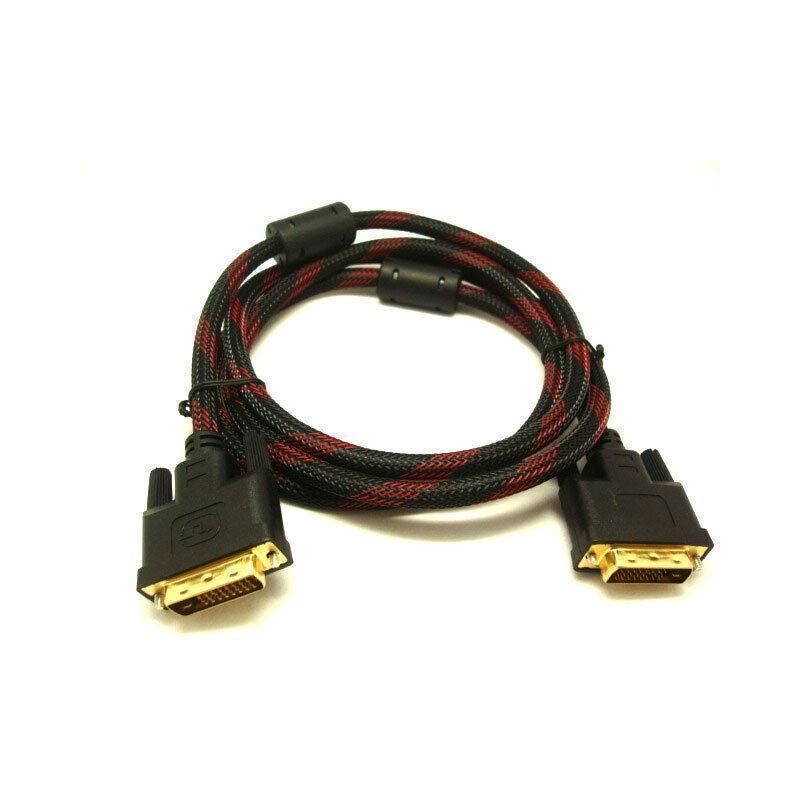 DVI Braided Cable Male DVI-D for LCD Monitor Computer PC Projector DVD Cord Lead - 3M