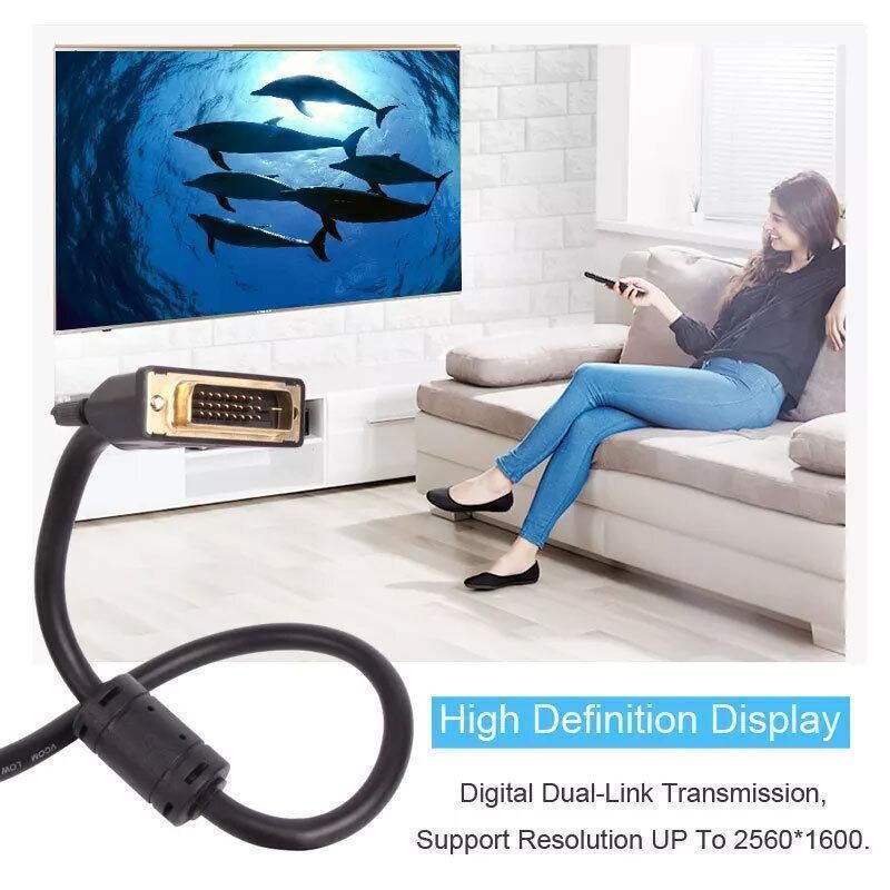 DVI Braided Cable Male DVI-D for LCD Monitor Computer PC Projector DVD Cord Lead - 3M