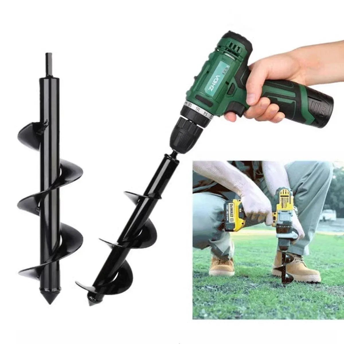 Power Garden Spiral Plant Auger Earth Planter Drill Bit Post Hole Digger Tool - 80*300MM (0.55kg)