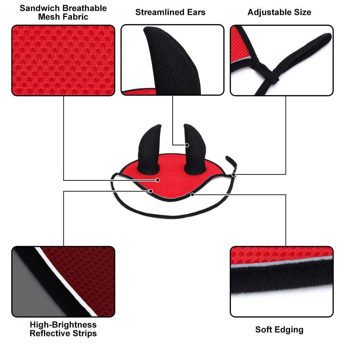 Breathable Mesh Cloth Ear Muffs For Horse Accessories Comfortable Fly Protection - Black