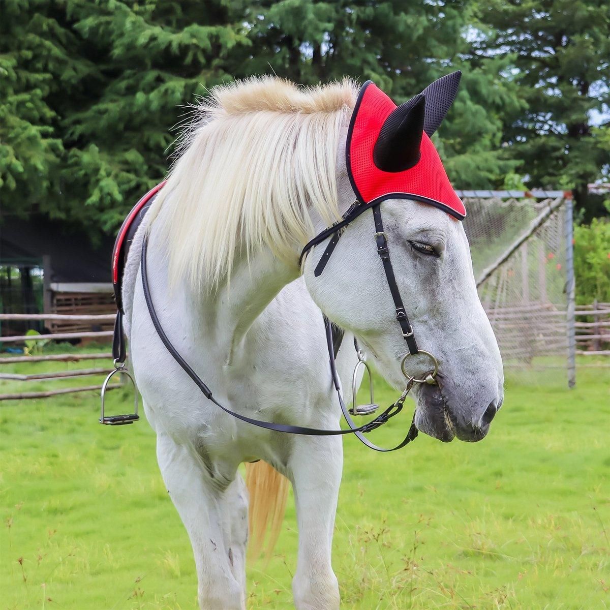 Breathable Mesh Cloth Ear Muffs For Horse Accessories Comfortable Fly Protection - Black