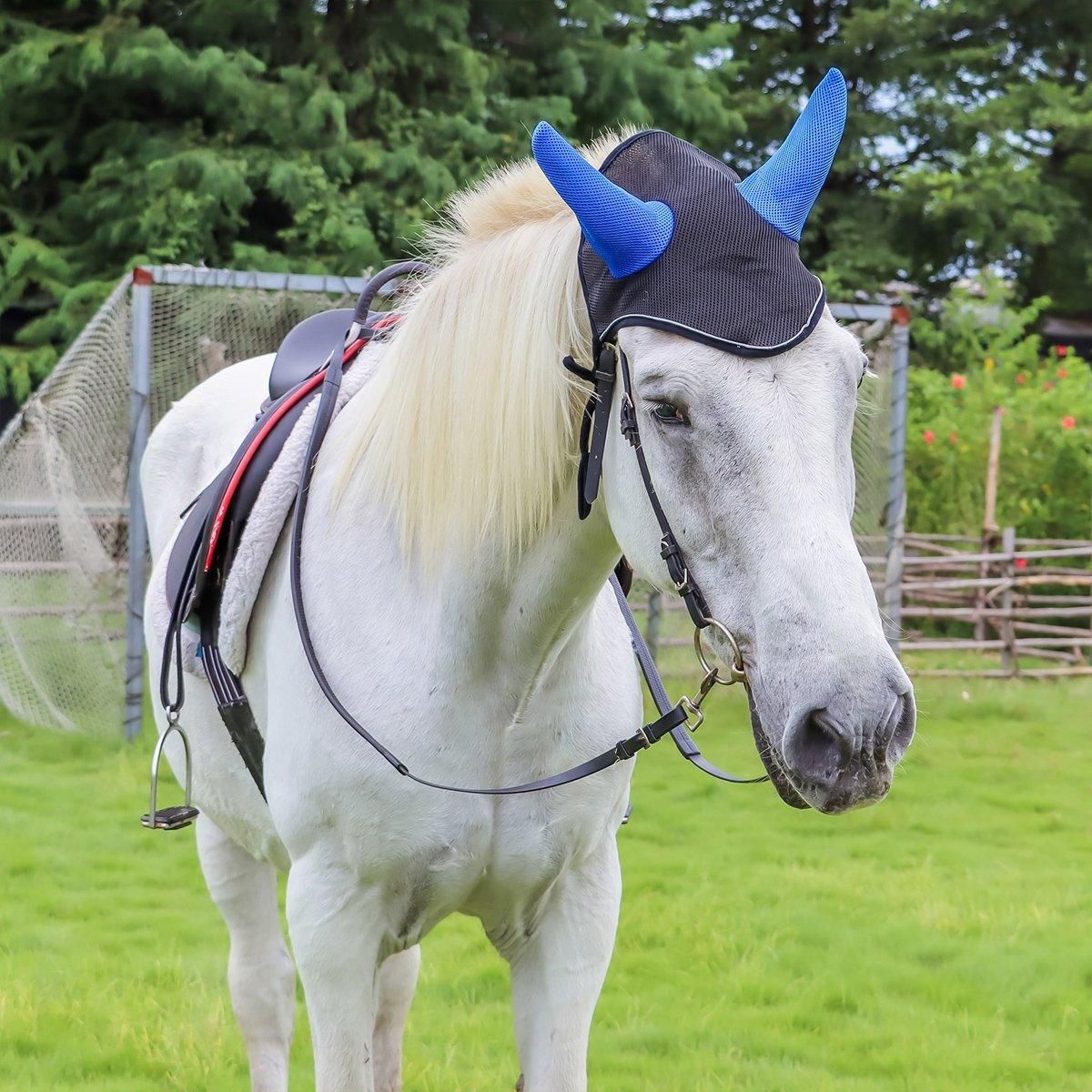 Breathable Mesh Cloth Ear Muffs For Horse Accessories Comfortable Fly Protection - Red