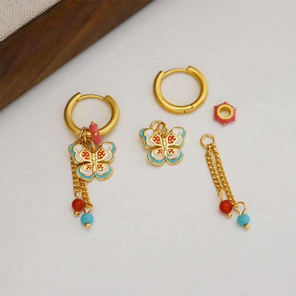 New Chinese Style Butterfly Earrings Fringe Colourful Simple Design Jewelry