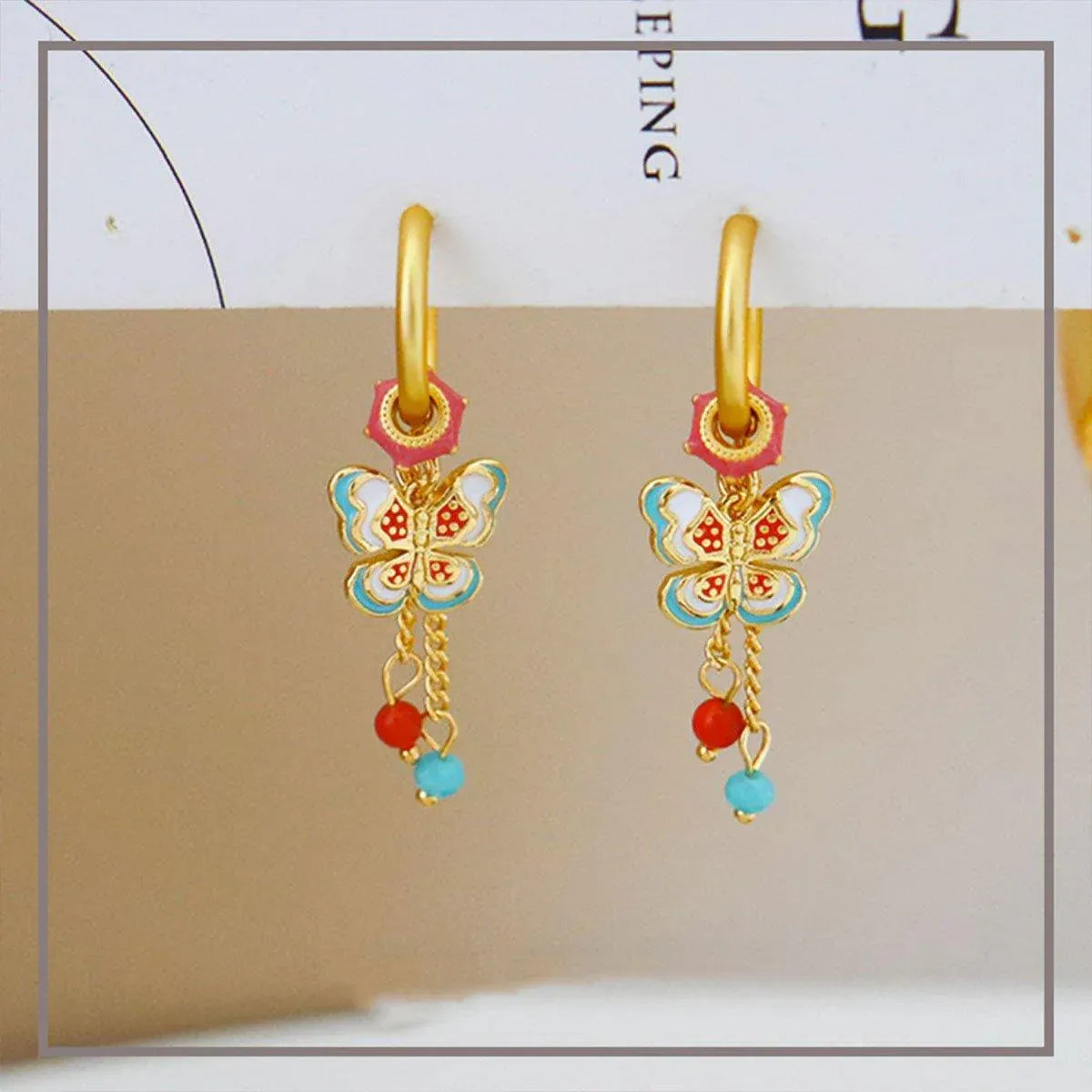 New Chinese Style Butterfly Earrings Fringe Colourful Simple Design Jewelry