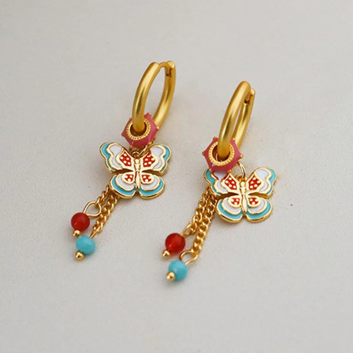 New Chinese Style Butterfly Earrings Fringe Colourful Simple Design Jewelry