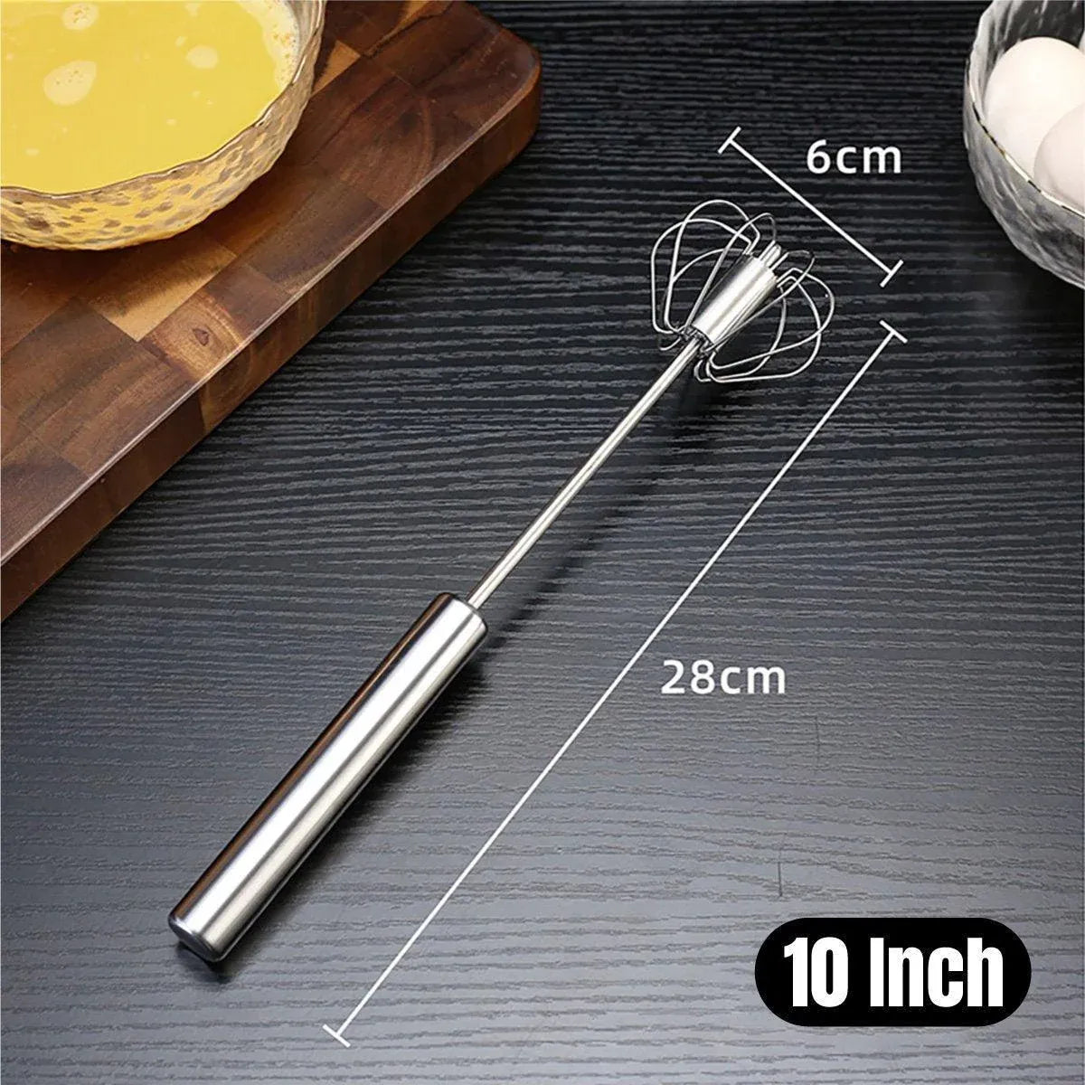 Stainless Steel Semi-Automatic Egg Beater Hand Pressed Kitchen Baking Tool - 14 Inch