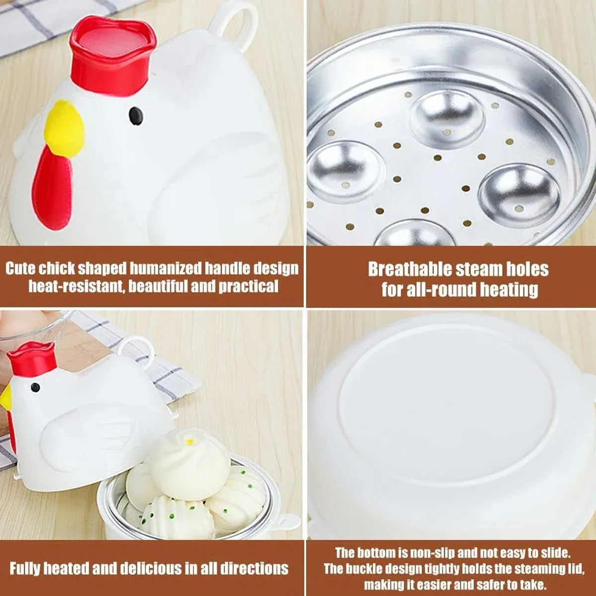 Quick Breakfast Microwave Egg Steamer - 4 Egg Boiler for Home Kitchen