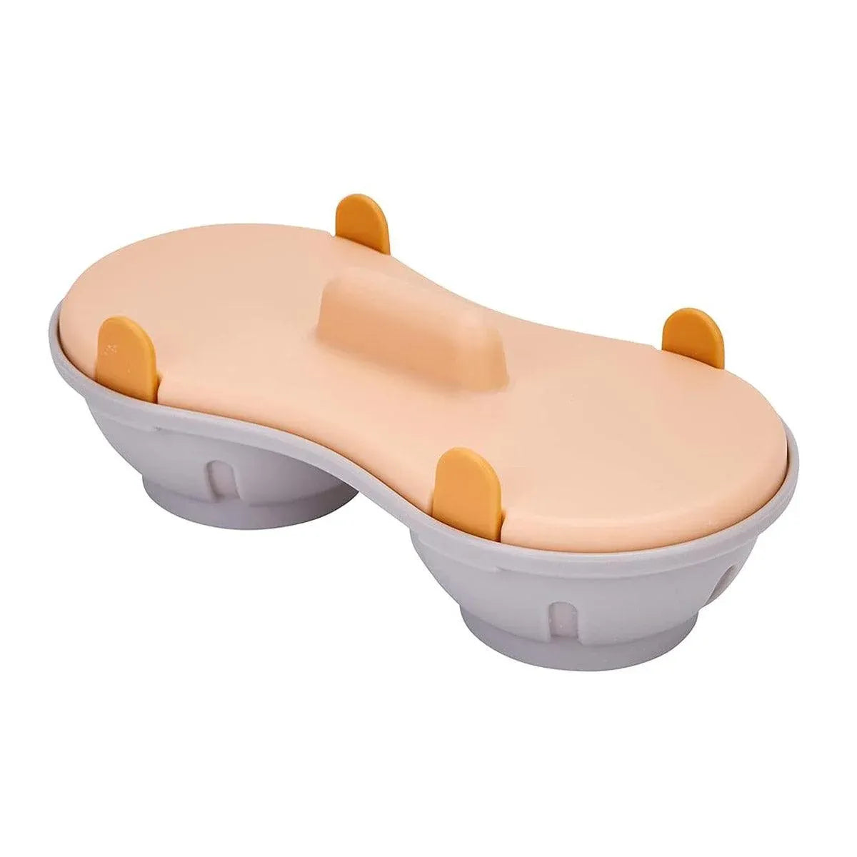 Microwave Egg Steamer With Lid Kitchen Egg Cooker Poacher Steam Box Container - Orange