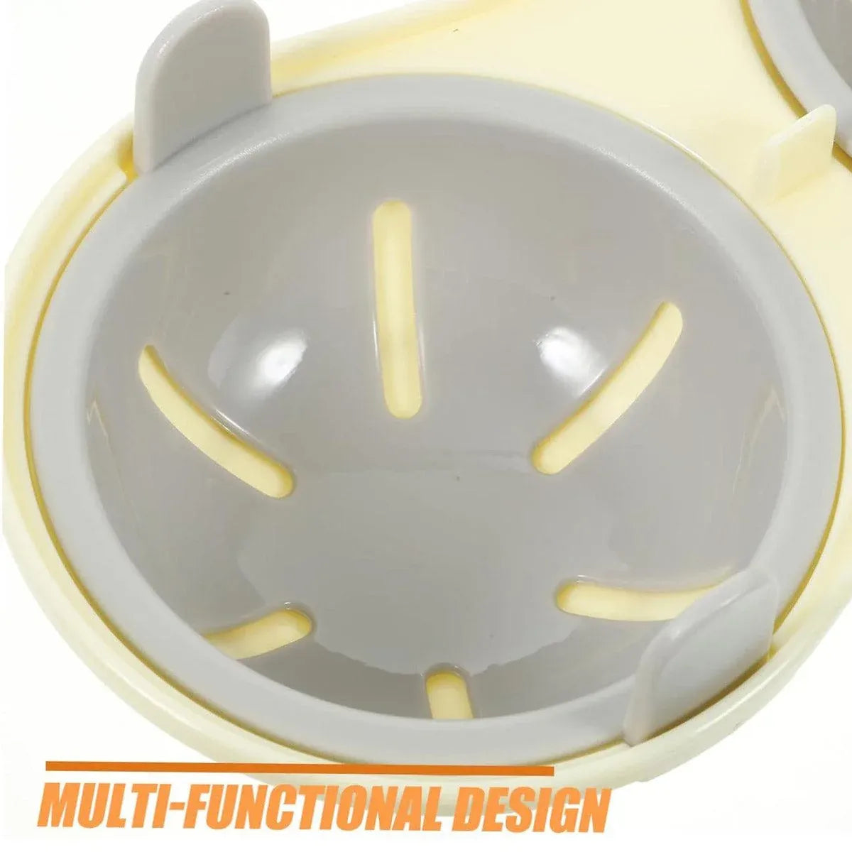 Microwave Egg Steamer With Lid Kitchen Egg Cooker Poacher Steam Box Container - Orange