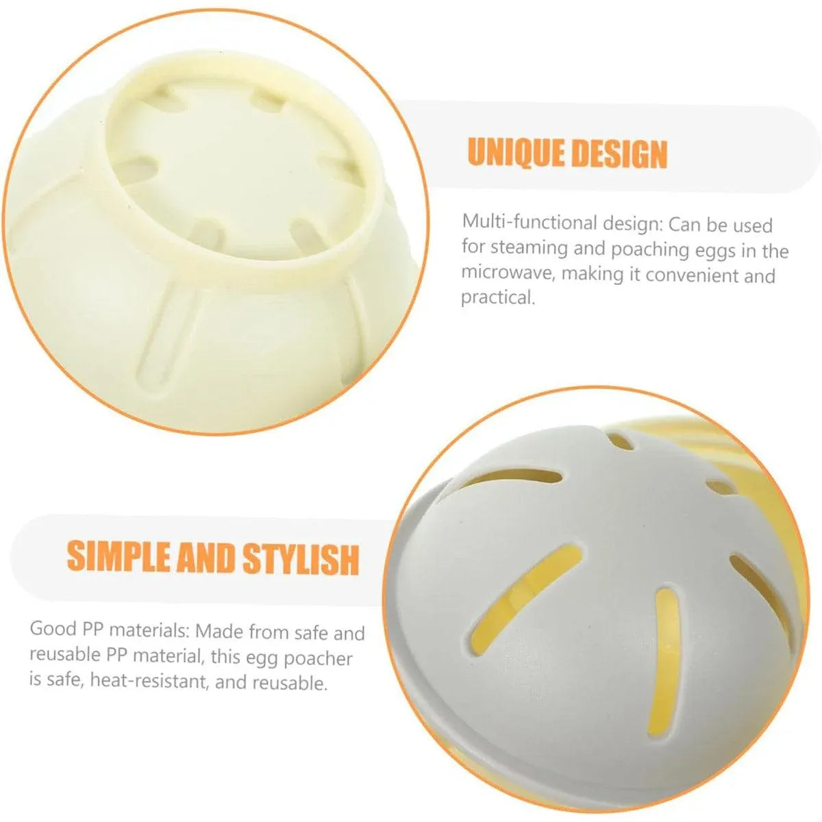 Microwave Egg Steamer With Lid Kitchen Egg Cooker Poacher Steam Box Container - Orange