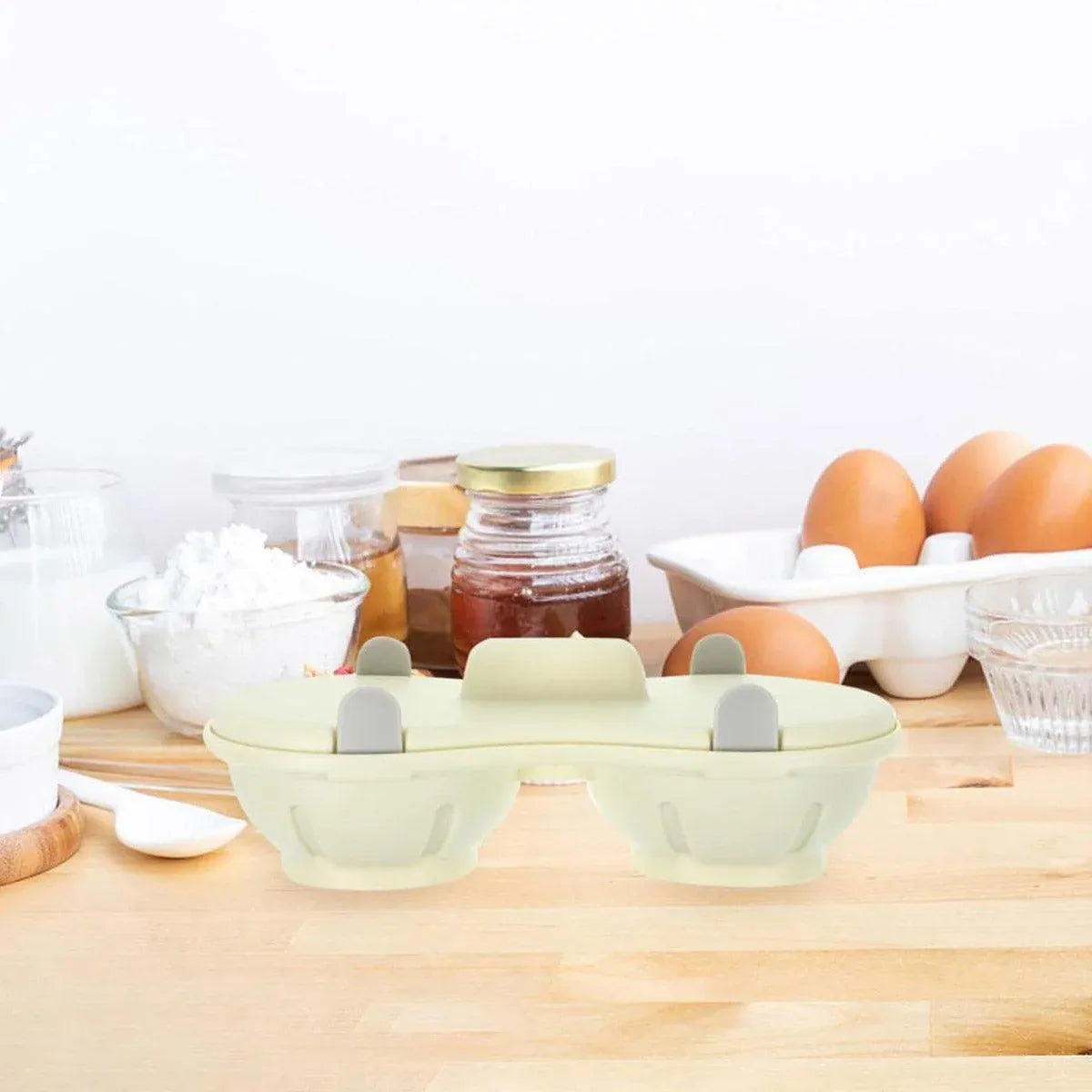 Microwave Egg Steamer With Lid Kitchen Egg Cooker Poacher Steam Box Container - Orange