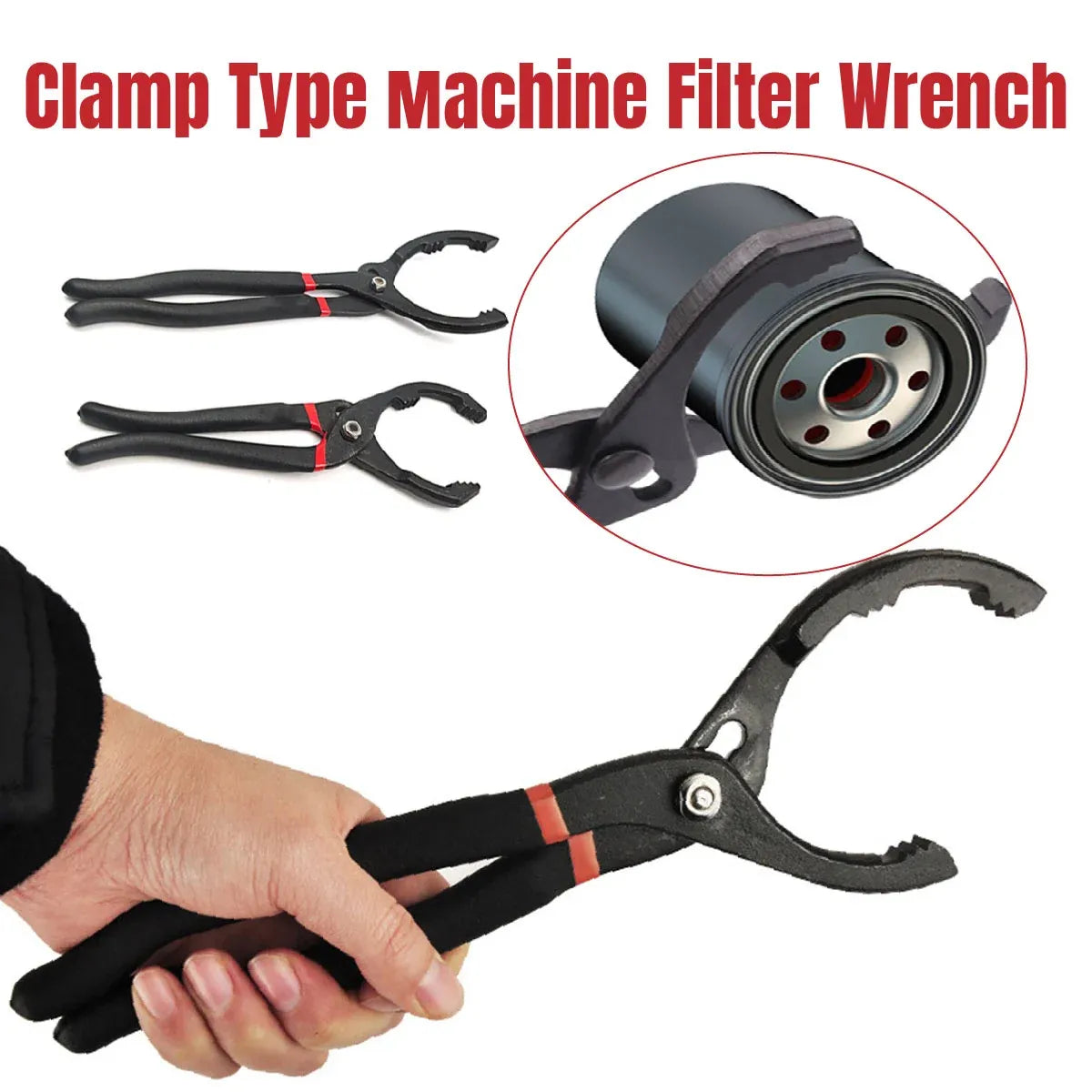 Oil Filter Pliers Wrench 10/12 Inch Heavy Duty Spanner Tool for Car Repair - 12inches