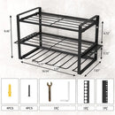 Wall Mounted Power Tool Rack Organiser, 3 Tier, Black, 1 Unit