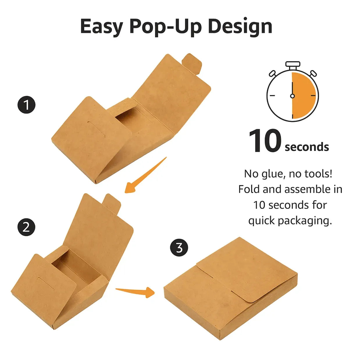 50PCS Kraft Paper Envelopes Boxes Easy Pop-Up for Mailing Shipping Storage Use