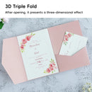 20PCS 3D Tri-Fold Holiday Wedding Invitation Envelope Greeting Cards Aesthetic - Green