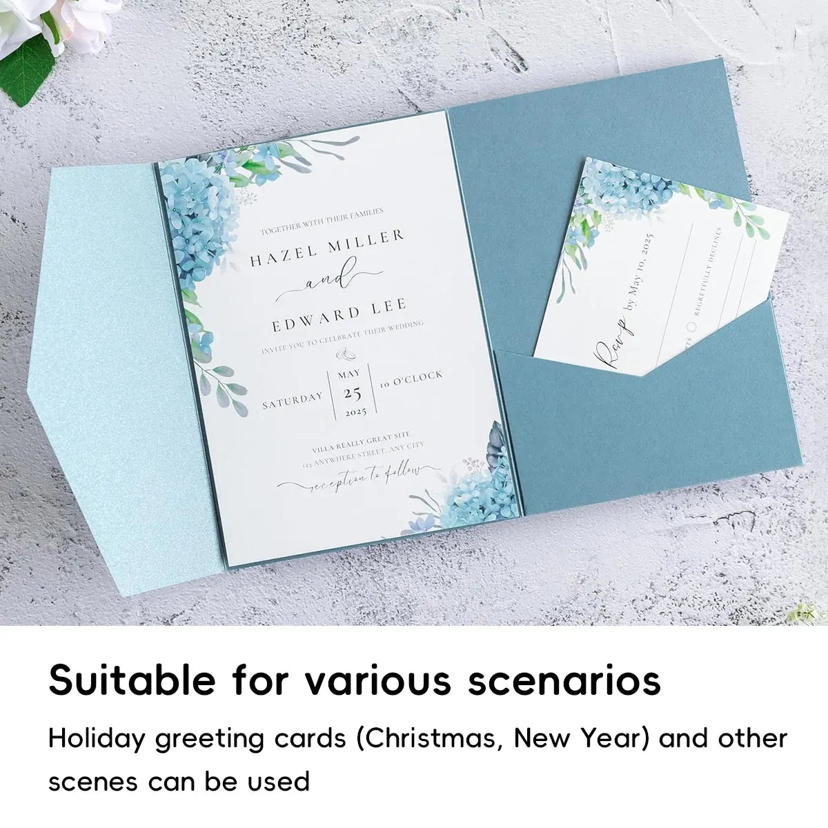 20PCS 3D Tri-Fold Holiday Wedding Invitation Envelope Greeting Cards Aesthetic - Green