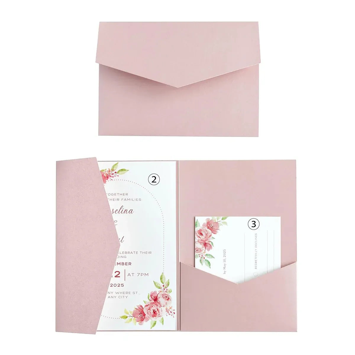 20PCS 3D Tri-Fold Holiday Wedding Invitation Envelope Greeting Cards Aesthetic - Green