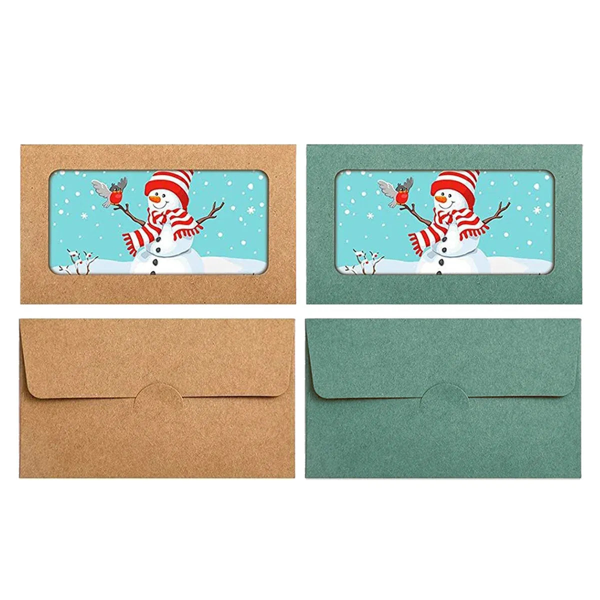 100PCS Small Kraft Paper Envelopes With Clear Window Self Seal Card Mailers - Kraft