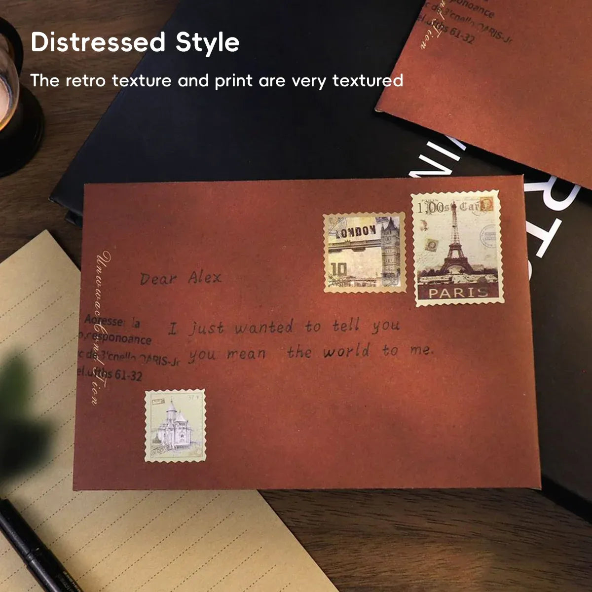50PCS Vintage Kraft Paper Envelopes Self-Adhesive Durable for Invitations Use - Kraft