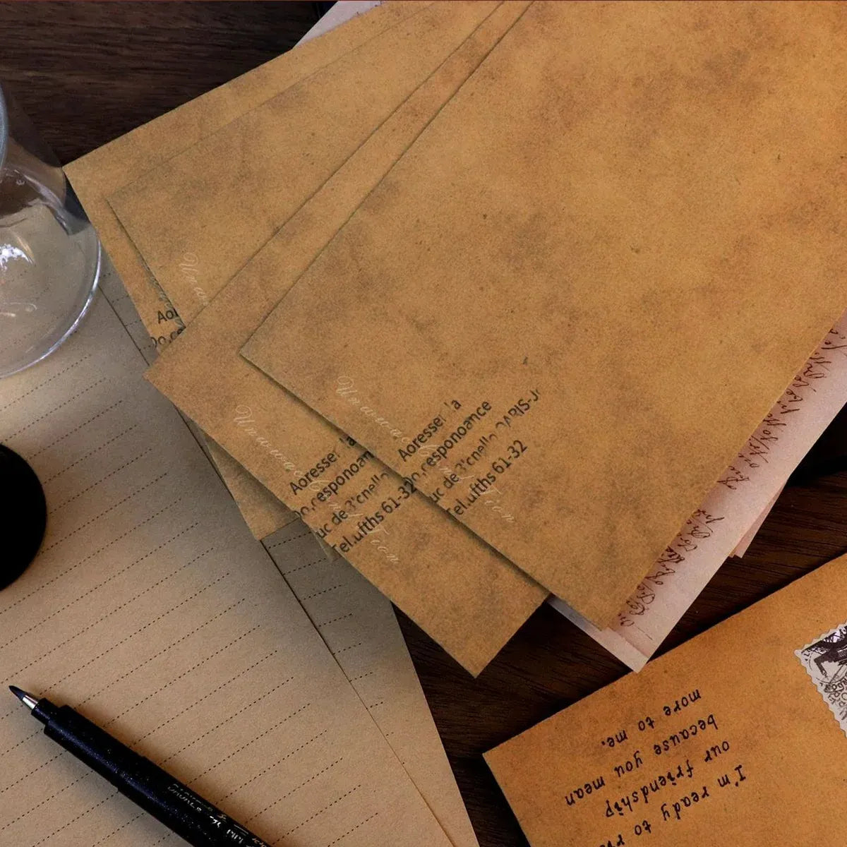 50PCS Vintage Kraft Paper Envelopes Self-Adhesive Durable for Invitations Use - Kraft
