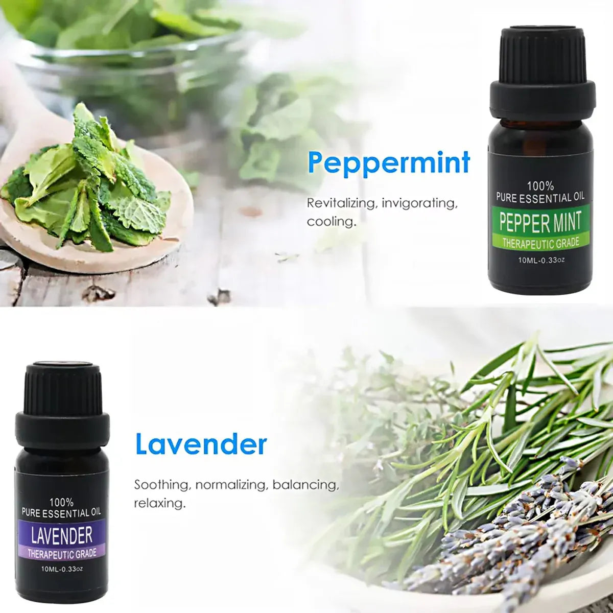 Essential Oil Set 6 Bottles Plant Aromatherapy Oils Natural Scent for Diffuser
