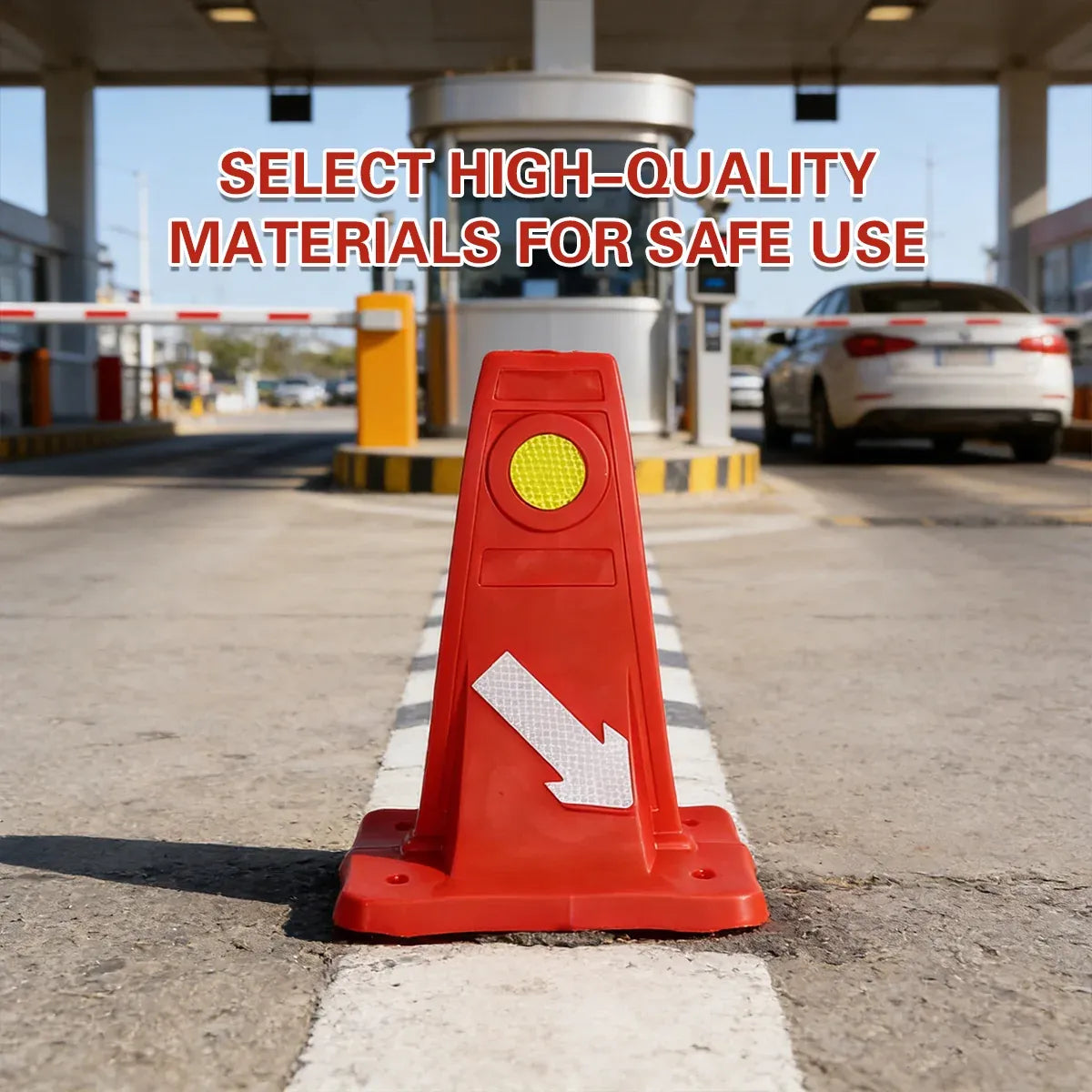 Reflective Traffic Divider Post Lane Separator Direction Arrow Roadwork Durable - Yellow