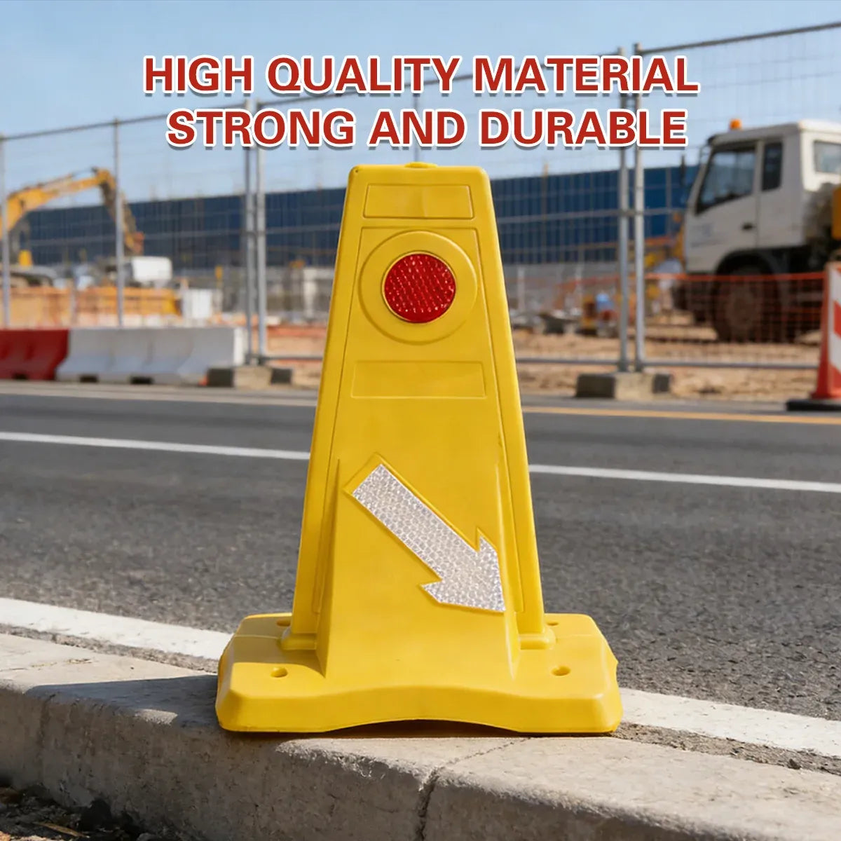 Reflective Traffic Divider Post Lane Separator Direction Arrow Roadwork Durable - Yellow