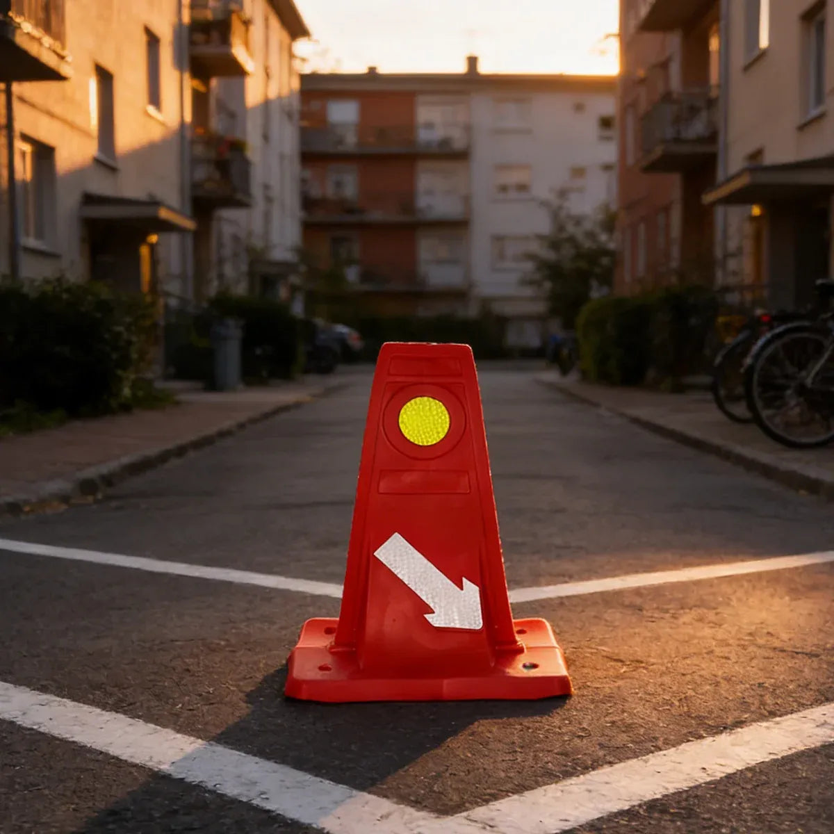 Reflective Traffic Divider Post Lane Separator Direction Arrow Roadwork Durable - Yellow