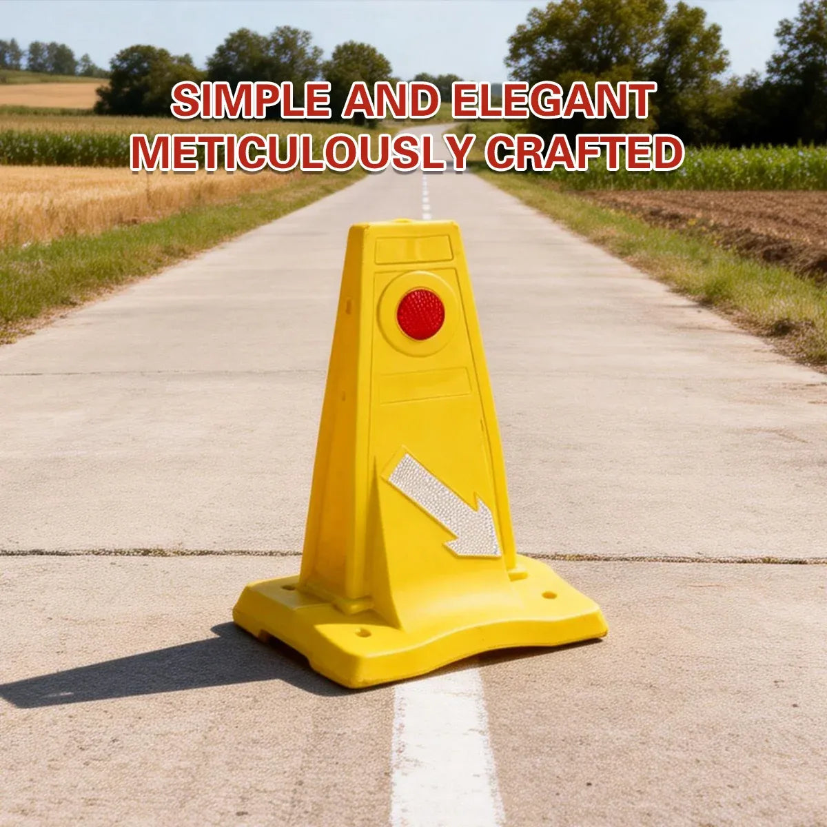 Reflective Traffic Divider Post Lane Separator Direction Arrow Roadwork Durable - Yellow
