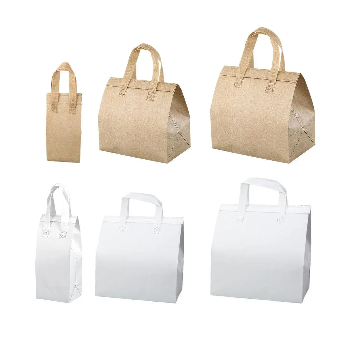 50pcs Thermal Insulation Packing Bag Non Woven Milk Tea Cake Food Storage Bag - Kraft-24x24x15cm