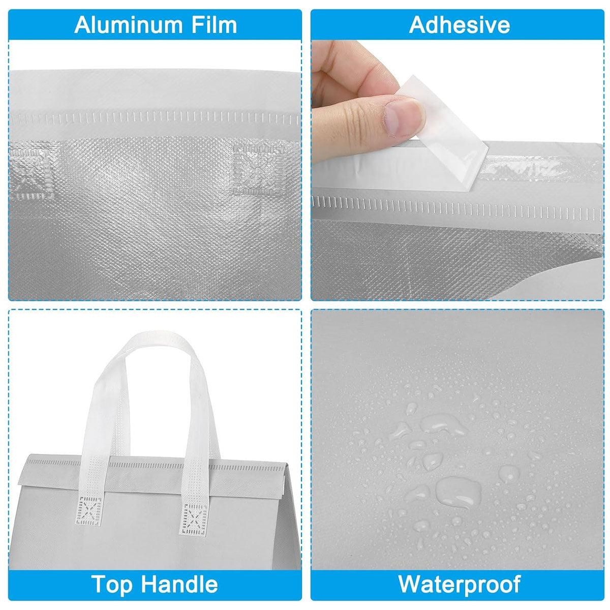 50pcs Thermal Insulation Packing Bag Non Woven Milk Tea Cake Food Storage Bag - Kraft-24x24x15cm