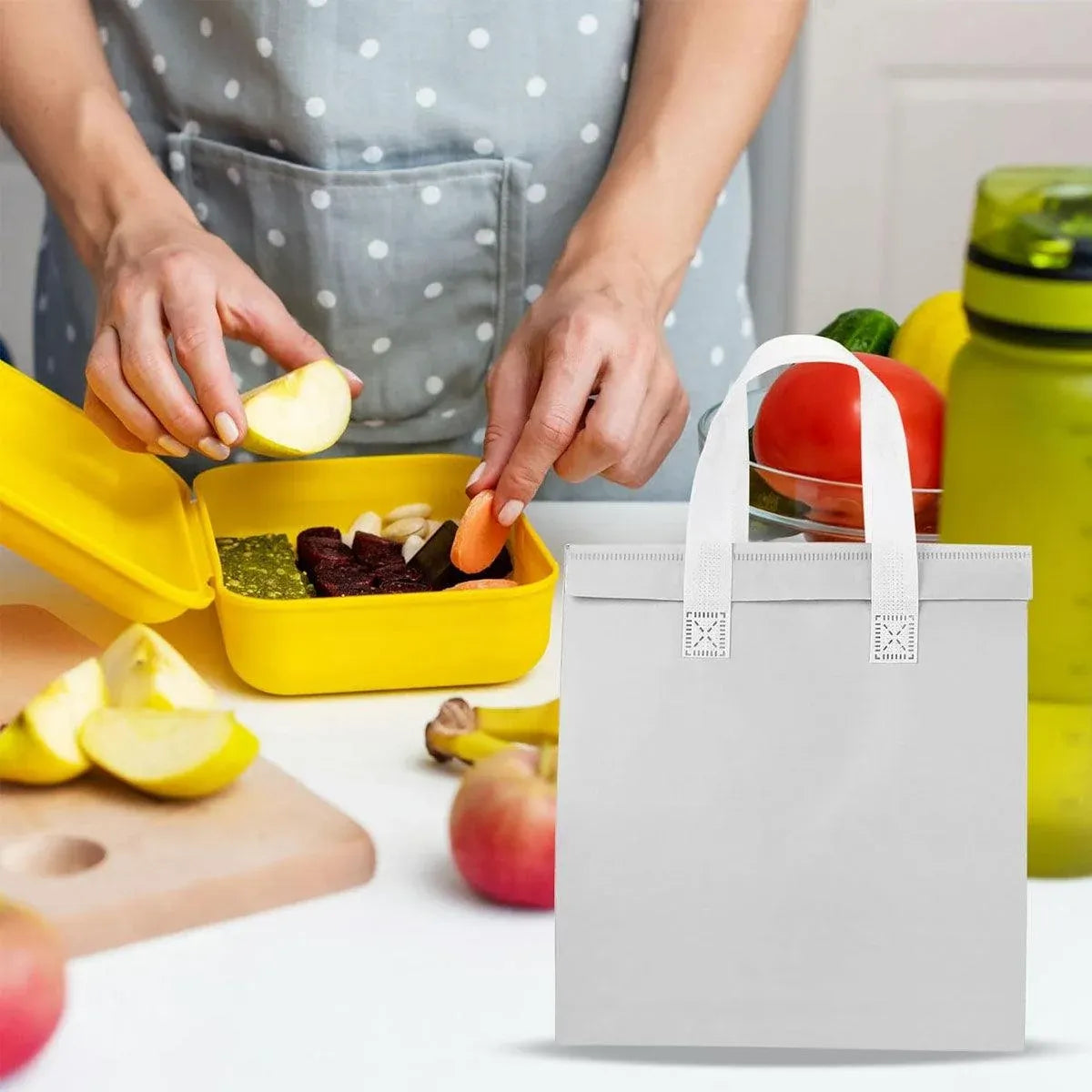 50pcs Thermal Insulation Packing Bag Non Woven Milk Tea Cake Food Storage Bag - White-27x12x10cm