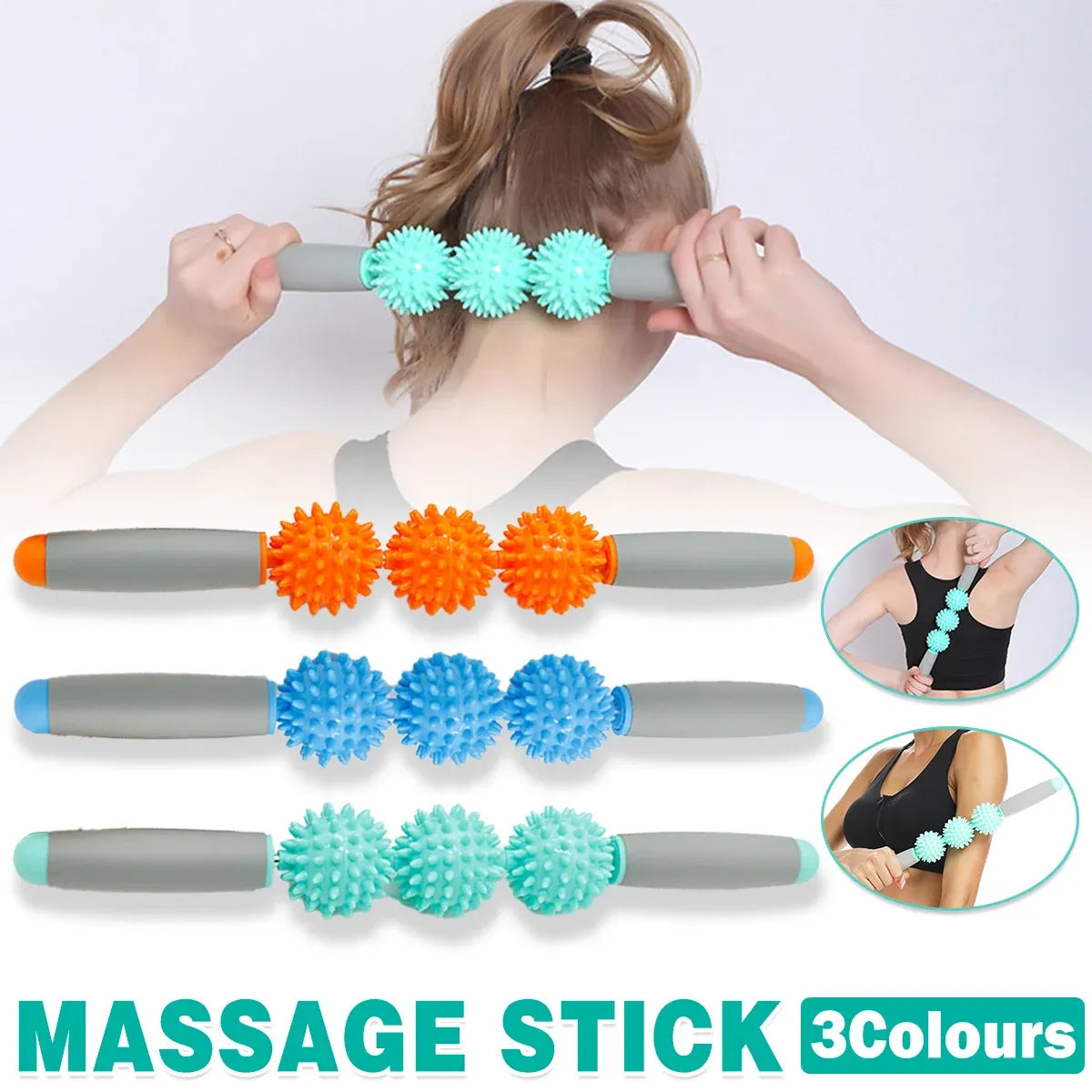 Massage Exercise Roller Yoga Stick for Muscle Fitness Home Gym - Orange