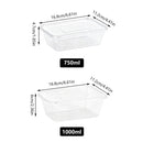 50PCS Food-Grade Disposable Square Takeout Container 750/1000ml - 750ml
