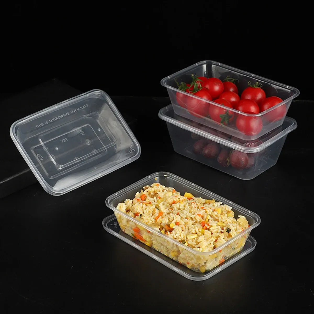 50PCS Food-Grade Disposable Square Takeout Container 750/1000ml - 750ml
