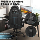 Black and White Gaming Chair with Footrest and Lumbar Support