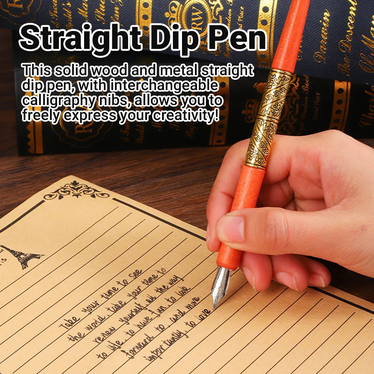 Vintage Calligraphy Quill Pen Set with Ink Wax Seal and Letter Opener  Description