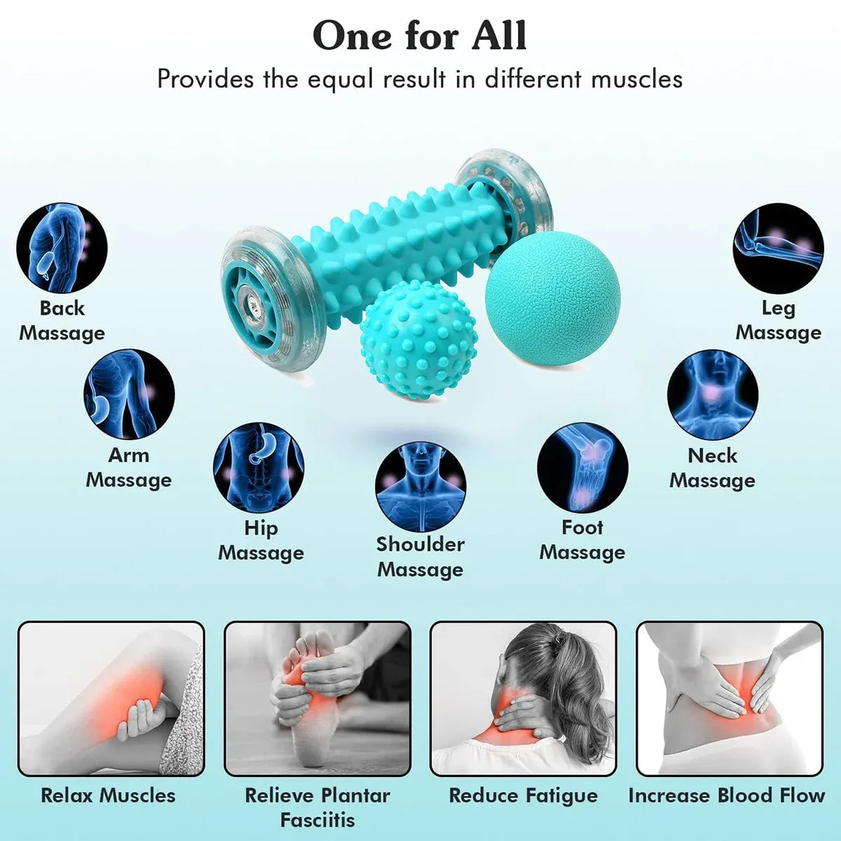 3pcs Foot Massage Roller Set for Muscle Relaxation and Arch Support Fitness Tool