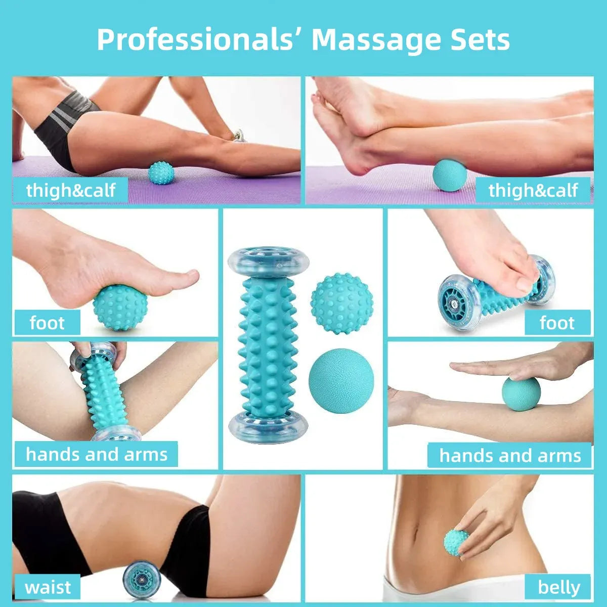 3pcs Foot Massage Roller Set for Muscle Relaxation and Arch Support Fitness Tool