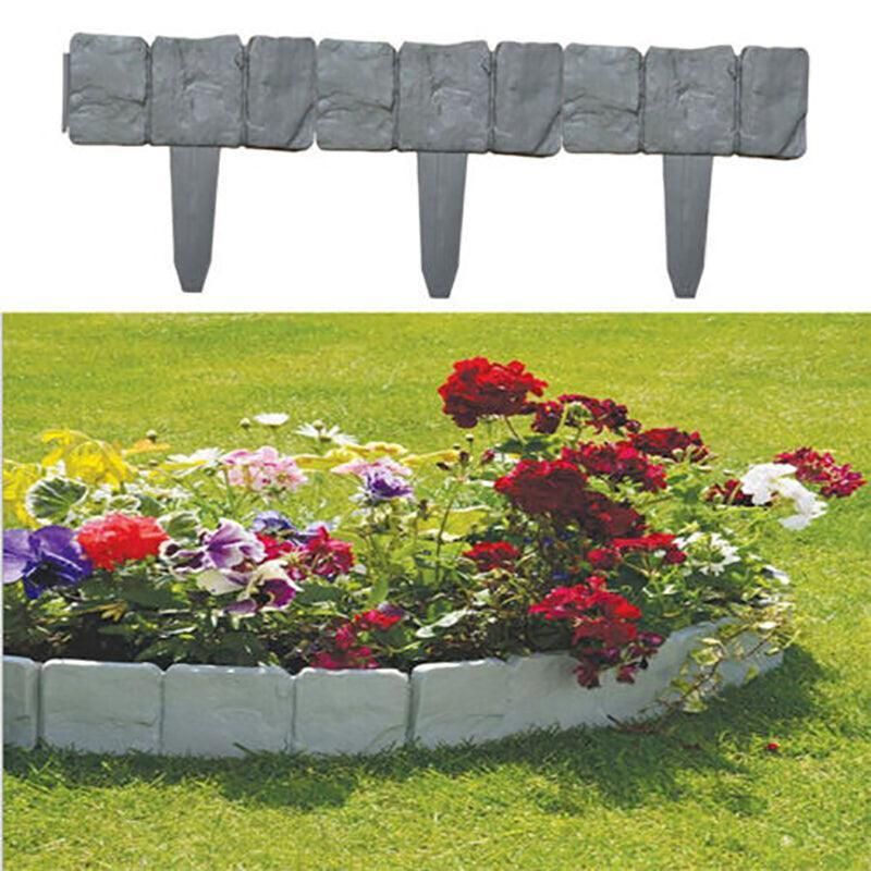 20pcs Garden Fence Edging Plastic Lawn Border for Outdoor Yard Flower Bed - Black
