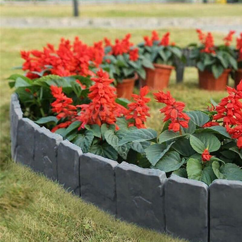 20pcs Garden Fence Edging Plastic Lawn Border for Outdoor Yard Flower Bed - Black