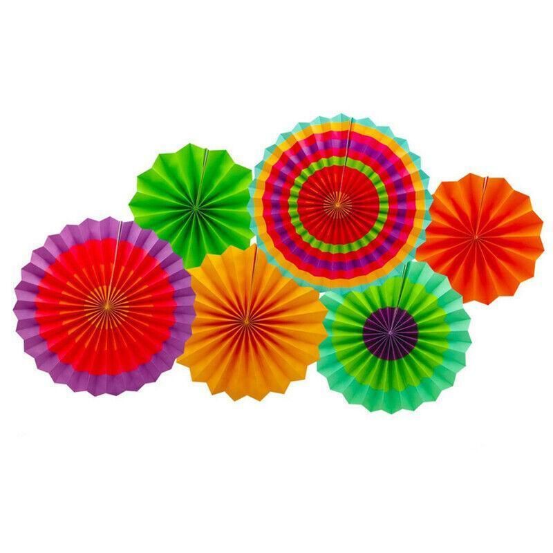 Colorful Paper Fans Party Decorations 6Pcs Mexican Fiesta Hanging Decor Birthday