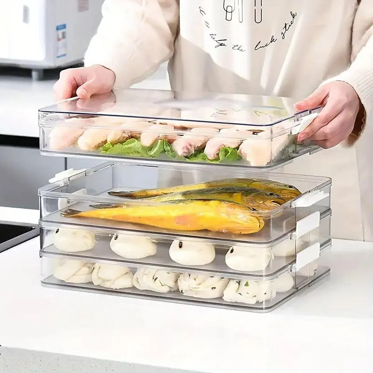 Large Capacity A4 File Storage Box Transparent Plastic Document Organizer Case - Large