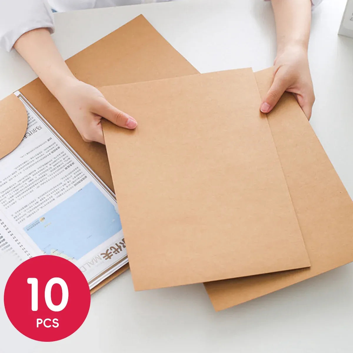 Kraft Paper Folder Set 10pcs Portable Durable File Organizer School Office Use